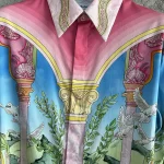 Silk-Feel Printed Long Sleeve Shirt